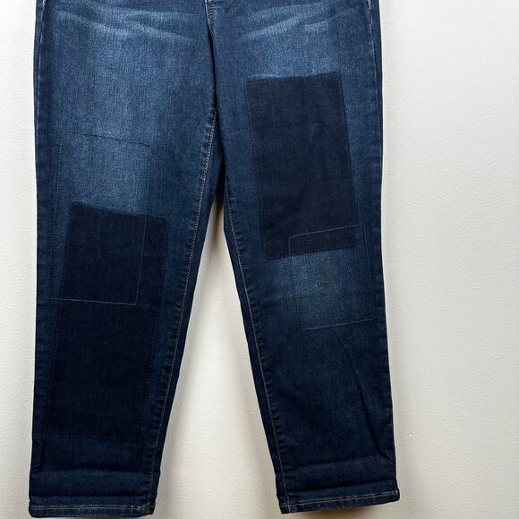 LOGO by Lori Goldstein Petite Shadow Patch Boyfriend Jeans Cropped Size 2P Boho - Picture 3 of 11